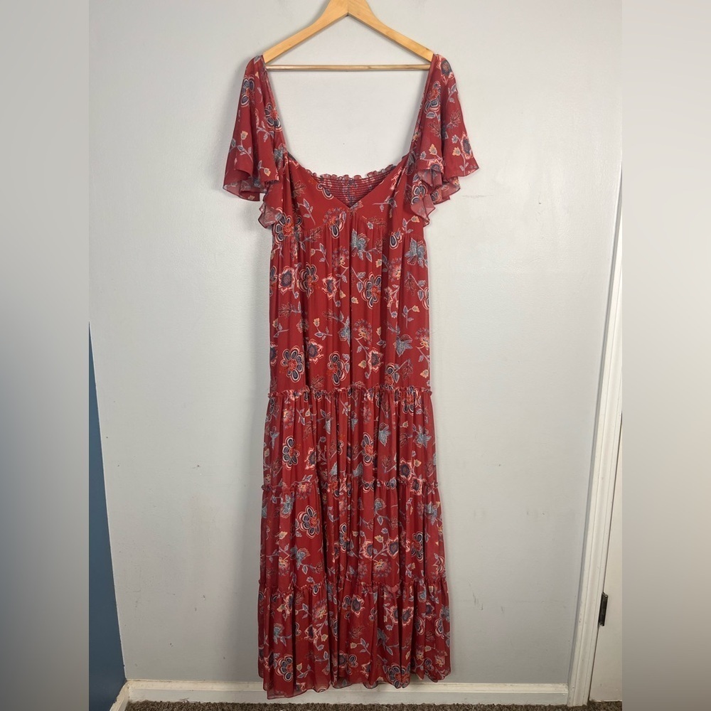 Sachin & Babi Kara maxi dress smock flutter sleeves floral length size 12 - Picture 3 of 11